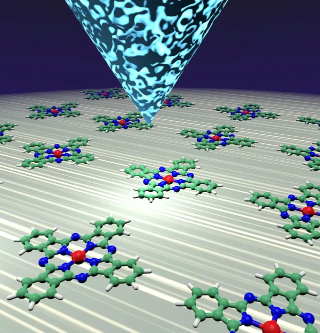 Atomic-scale probe of molecular magneto-electric coupling